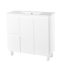 PVC Gloss White Freestanding Vanity Cabinet With sink